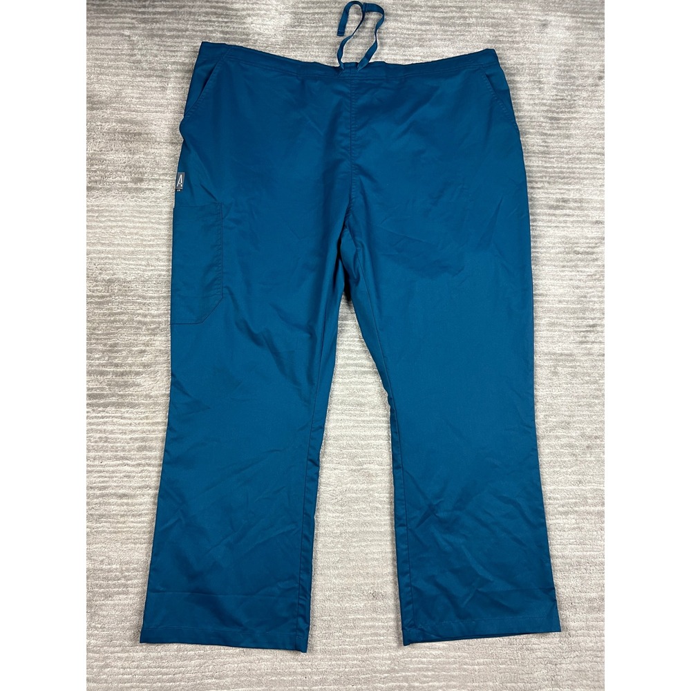 All Uniform Wear Scrub Pants Unisex 2XL Short Teal Blue 68002S Cargo Drawstring